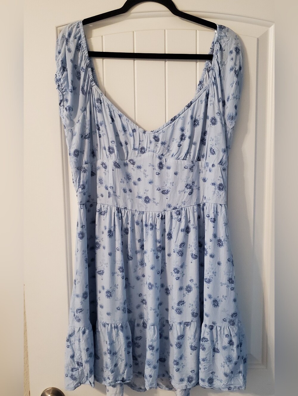 Aeropostale Light Blue Floral Tiered Mini Dress